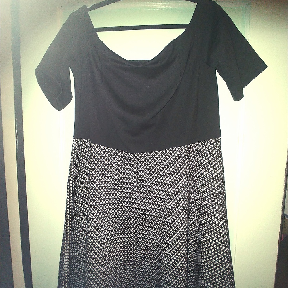 ELOQUII Mixed Media Dress B&W 14W EUC